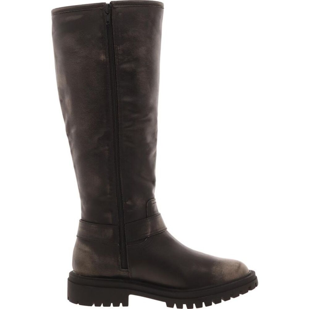 Mia Womens MH240803 Black Zipper Faux Leather Motorcycle Boots New - Picture 2 of 3